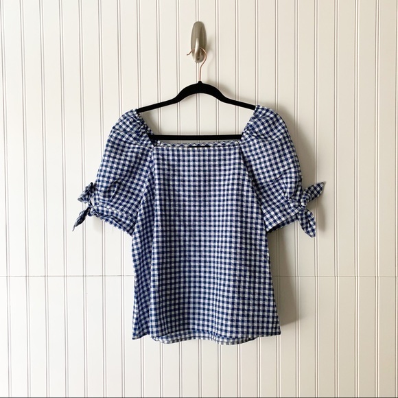 Banana Republic Womens Small Gingham Square Neck Top - Picture 1 of 5